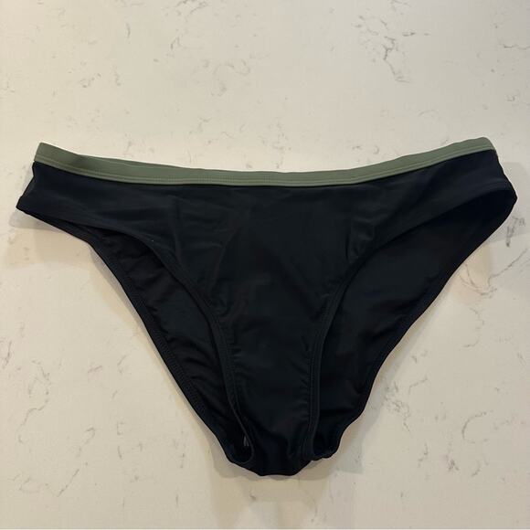 CupShe Banded Bikini Bottoms Olive Green and Black Size Medium NWT - Picture 1 of 4